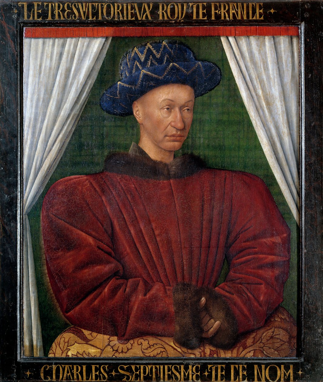 Portrett av Charles VII (1403-1461) konge av Frankrike. Maleri av Jean Fouquet (1420-1481) av Jean Fouquet
