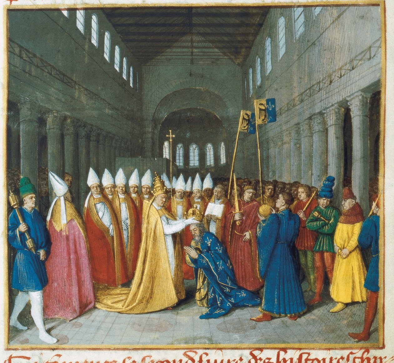Kroningen av Karl den Store, ca. 1460 (miniatyr) av Jean Fouquet
