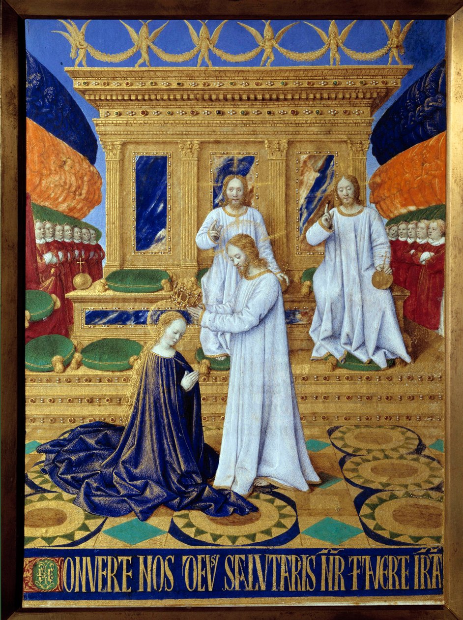 Kroningen av miniatyrjomfruen hentet fra "The Book of Hours of Etienne Chevalier" av Jean Fouquet (1420-1477/1481) av Jean Fouquet