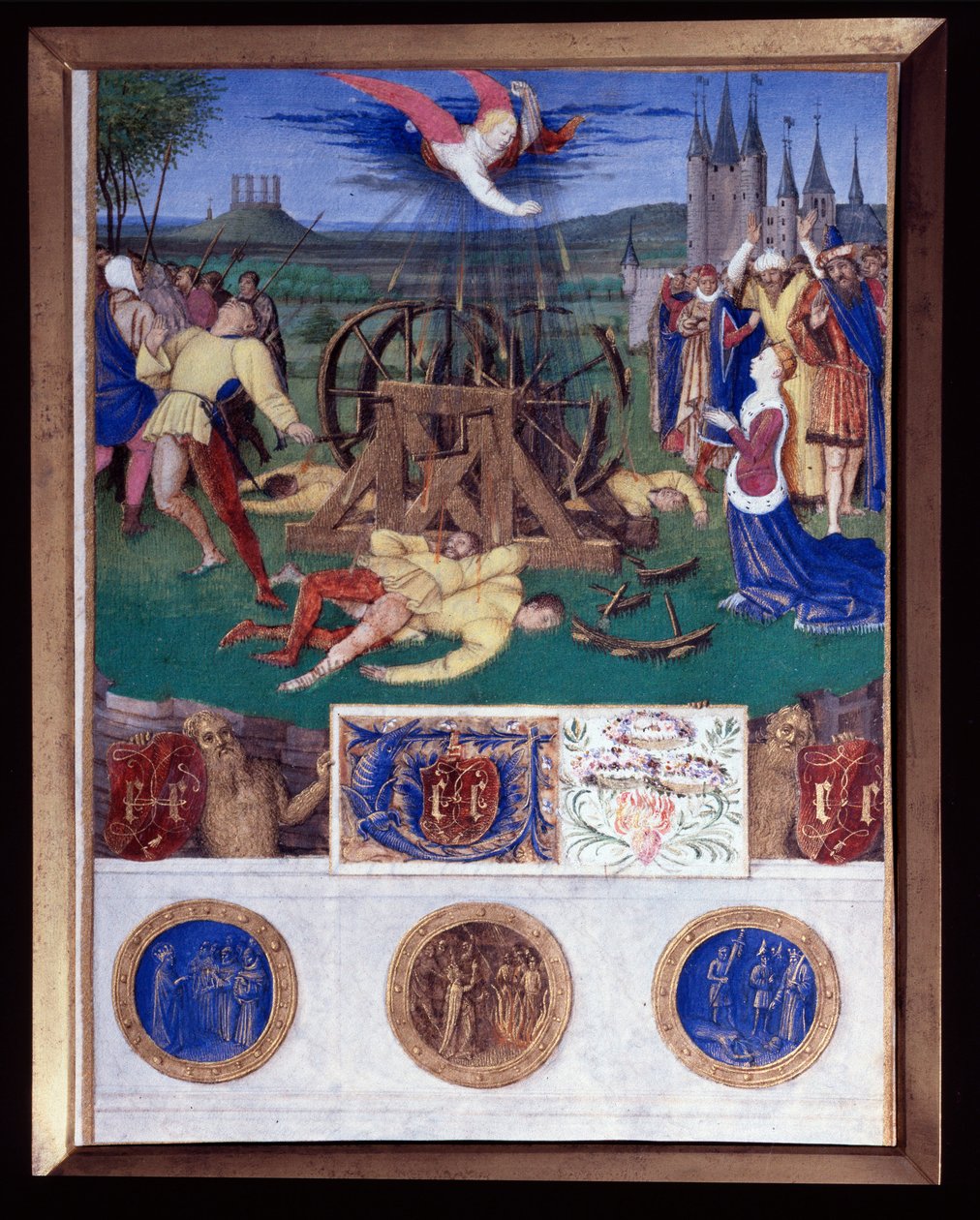 Martyrdøden til Katarina av Alexandria Miniatyr hentet fra "The Book of Hours of Etienne Chevalier" av Jean Fouquet (1420-1477/1481) av Jean Fouquet