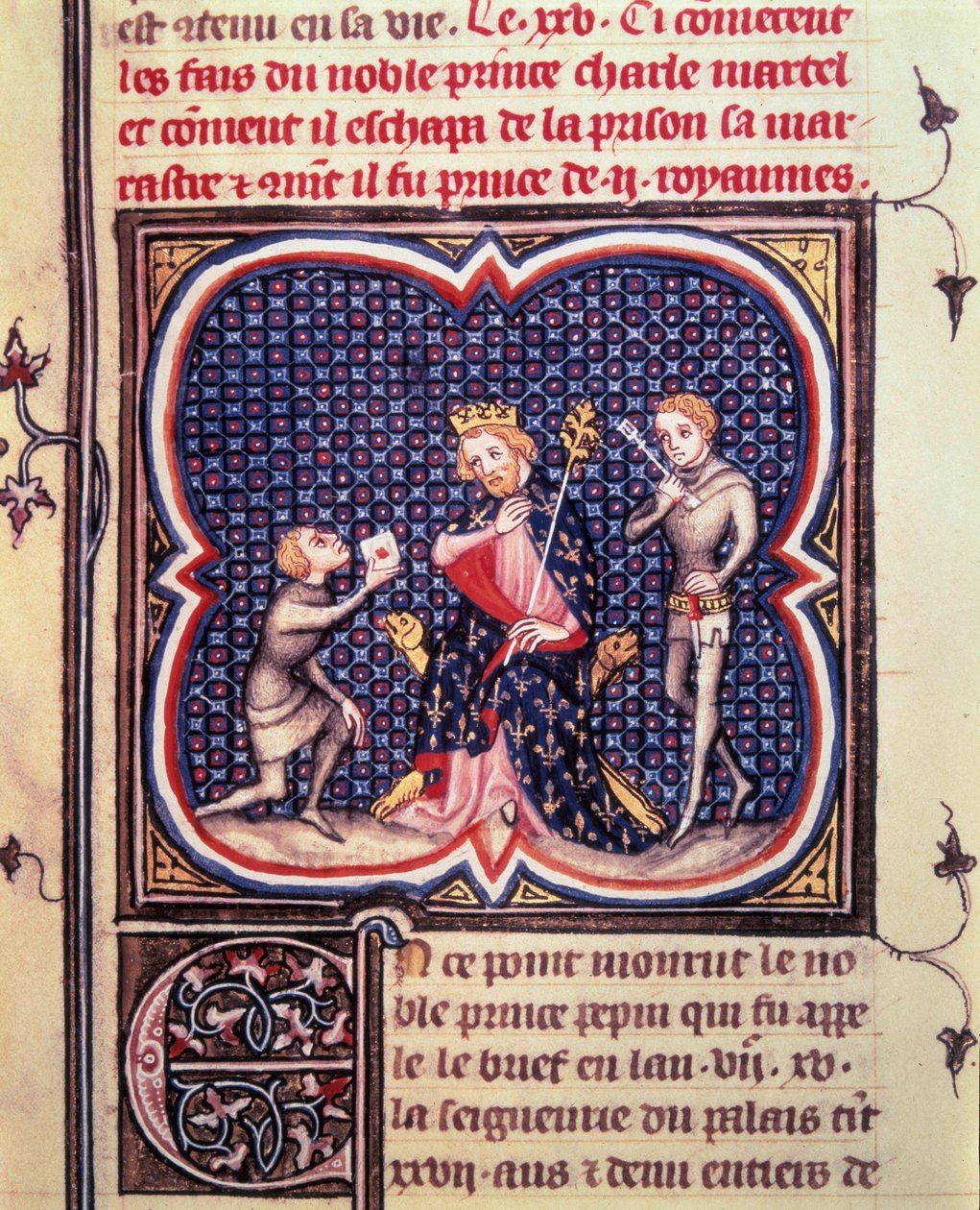 Borgermesteren i Palais Charles Martel (688-741) og hans kammerherre mottar en budbringer fra hertugen av Eudes d