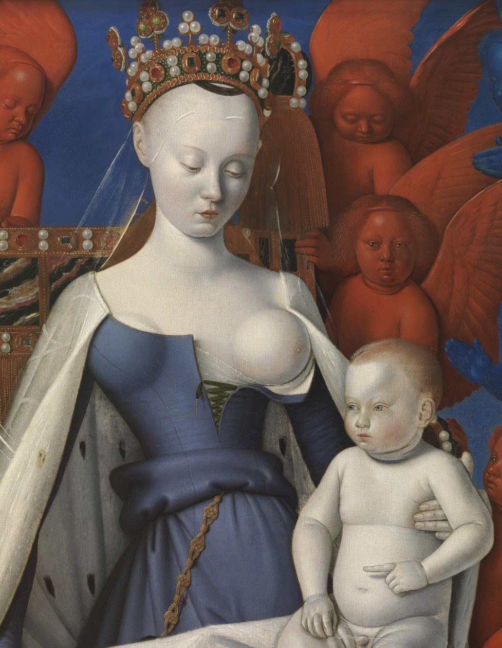 Jomfru og barn omgitt av kjeruber og serafer, detalj av Jean Fouquet