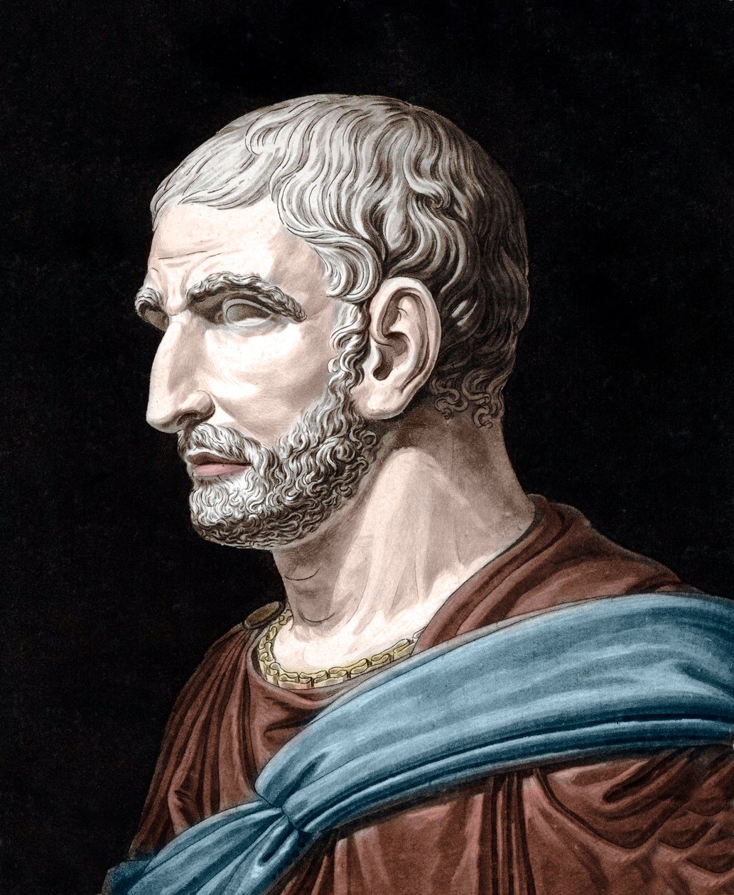 Portrett av Lucius Junius Brutus - Lucius Iunius Brutus (509-545 f.Kr.) - Legendarisk grunnlegger av den romerske republikk - Gravering av Jean Francois Janinet (1752-1814) av Jean Francois (after) Janinet