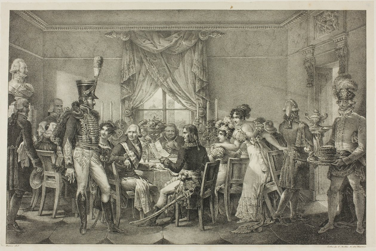 Napoleon ved Storhertugpalasset i Firenze, plate tretten fra Napoleons politiske og militære liv av Jean Francois Bosio