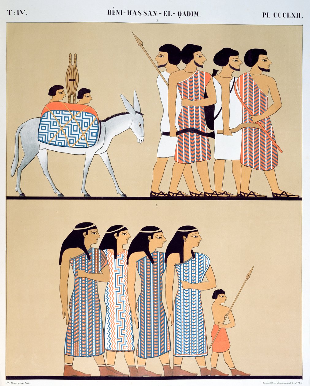 Freskomaleri av Nevothphs grav ved Beni-Hassan-El-Qadim (Beni Hasan), 1835-45 av Jean Francois Champollion