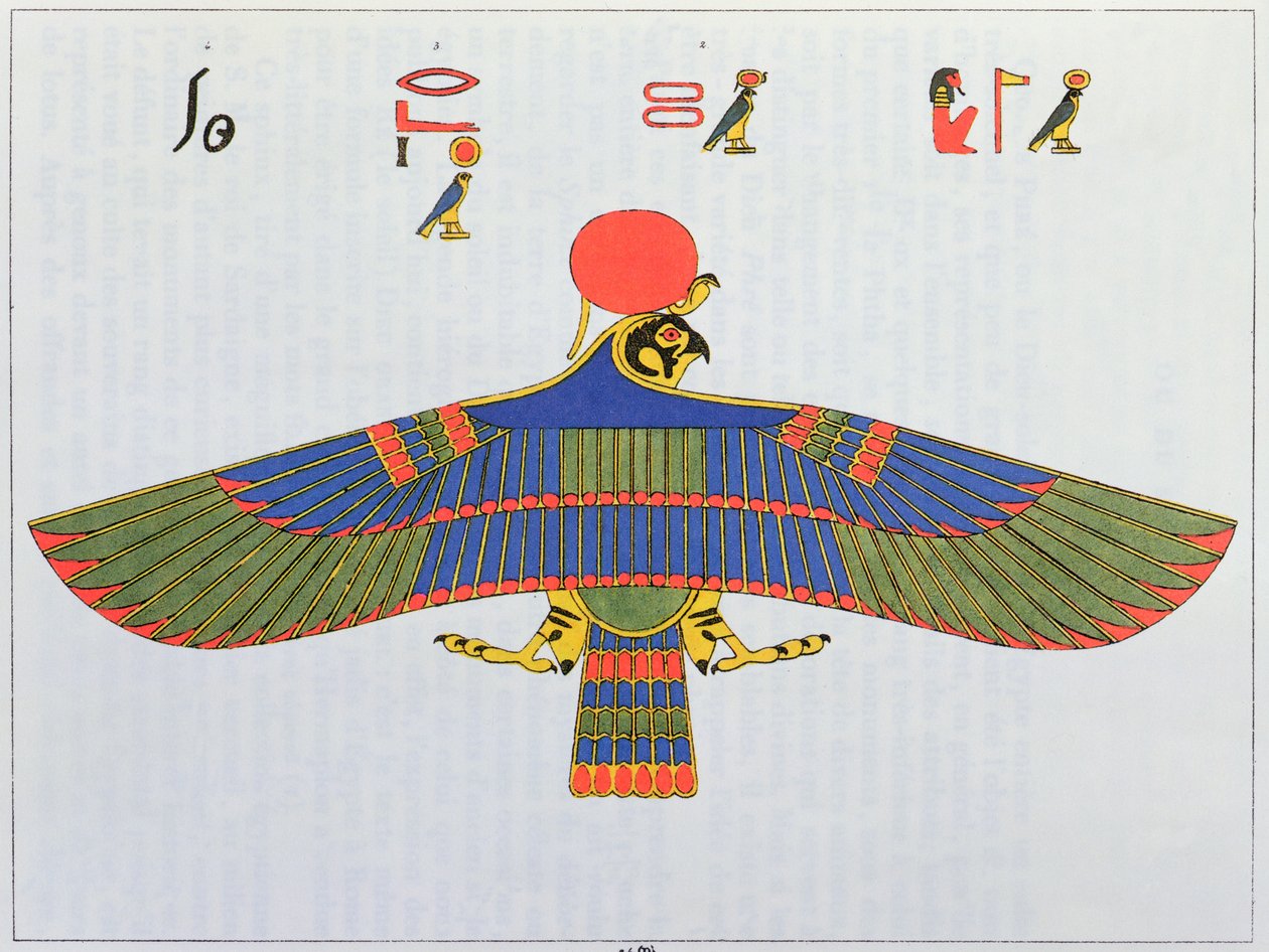 Guden Horus representert i form av en spurvehauk, 1823 av Jean Francois Champollion
