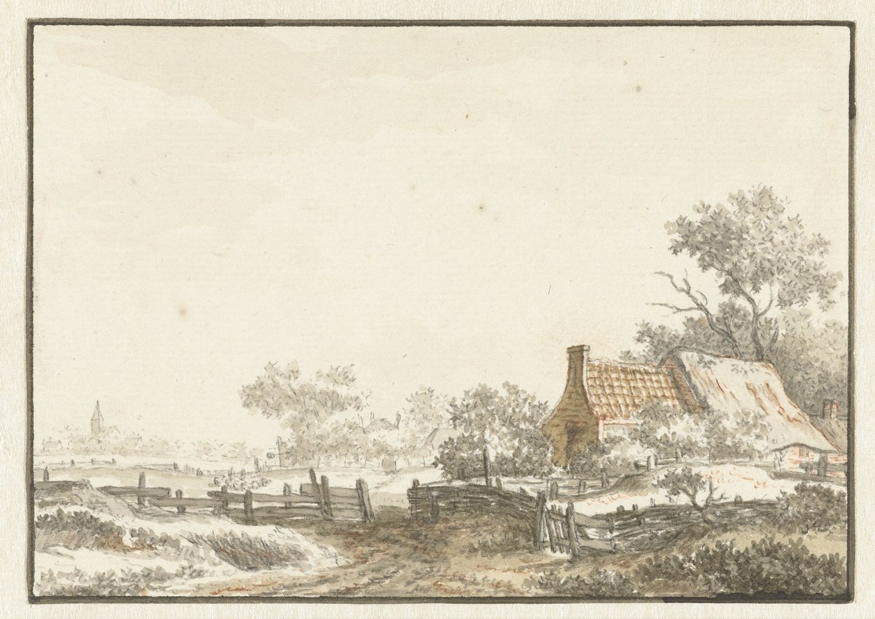 Landskap med gård av Jean François Delcourt