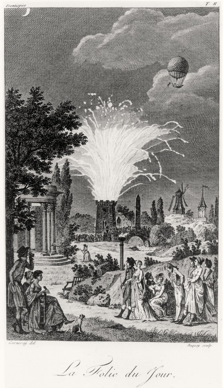 Fyrverkeri ved Jardin de Tivoli, ca. 1826 av Jean Francois Garneray
