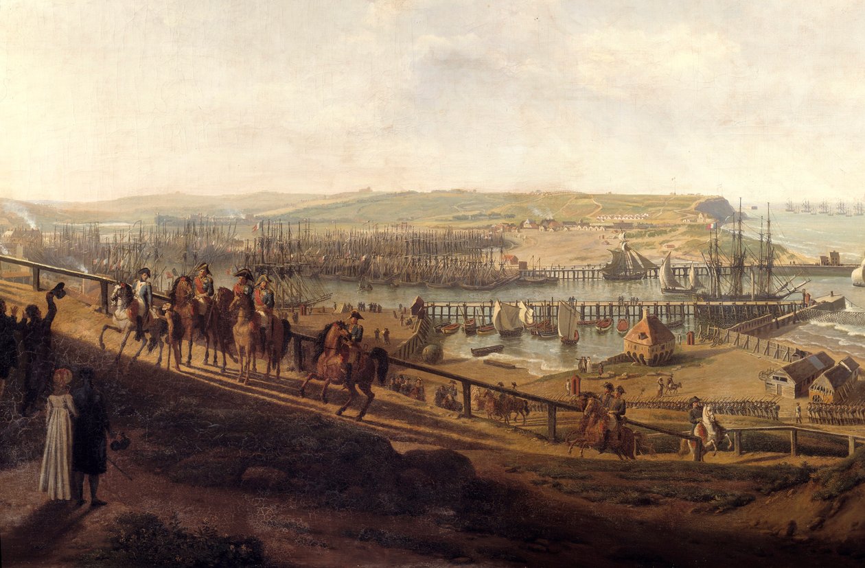 Keiser Napoleon I besøkte Boulogne-leiren i juli 1804 Detail. Maleri av Jean Francois Hue (1751-1823) 1804 Søn. 1,9x2,26 m av Jean Francois Hue