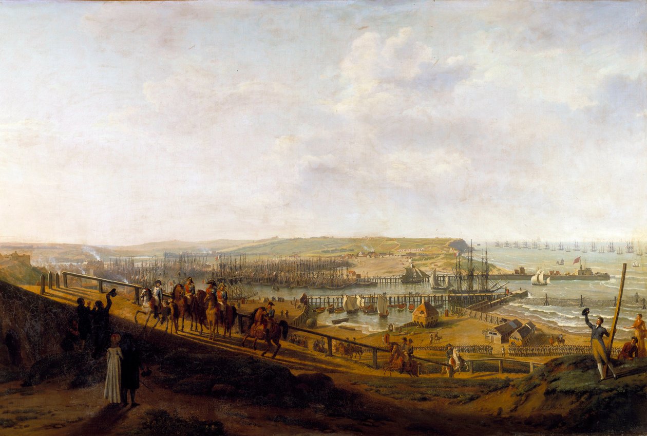 Keiser Napoleon I besøker Boulogne-leiren i juli 1804 Maleri av Jean Francois Hue (1751-1823) 1804 Søn. 1,9x2,26 m av Jean Francois Hue