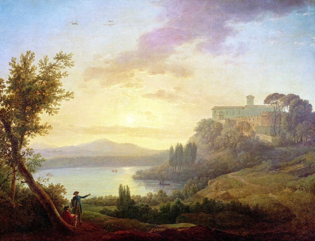 Italiensk landskap, solnedgang av Jean Francois Hue