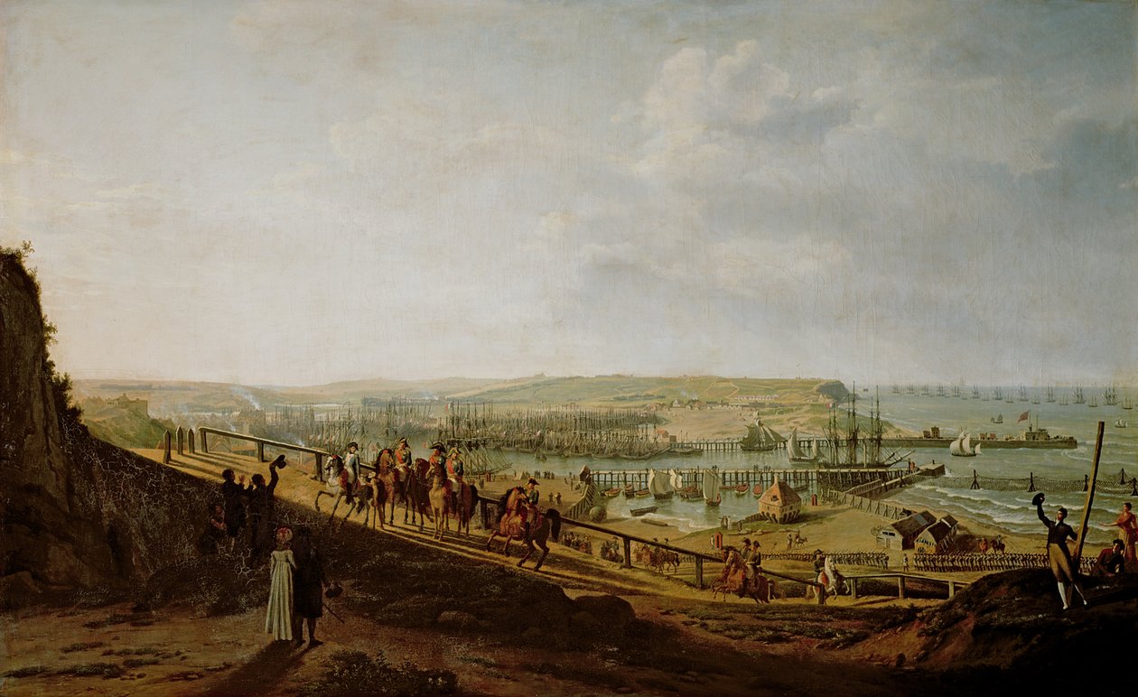 Napoleon I (1769-1821) på besøk i leiren i Boulogne i juli 1804, 1806 av Jean Francois Hue