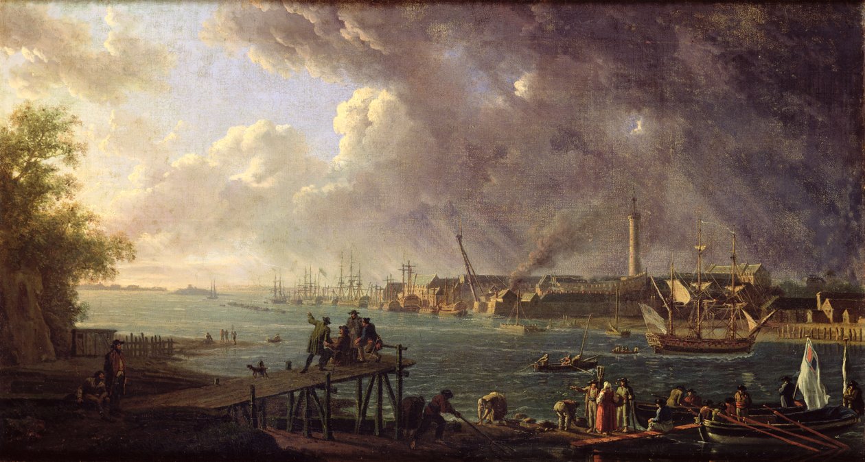 Utsikt over havnen i Lorient av Jean Francois Hue
