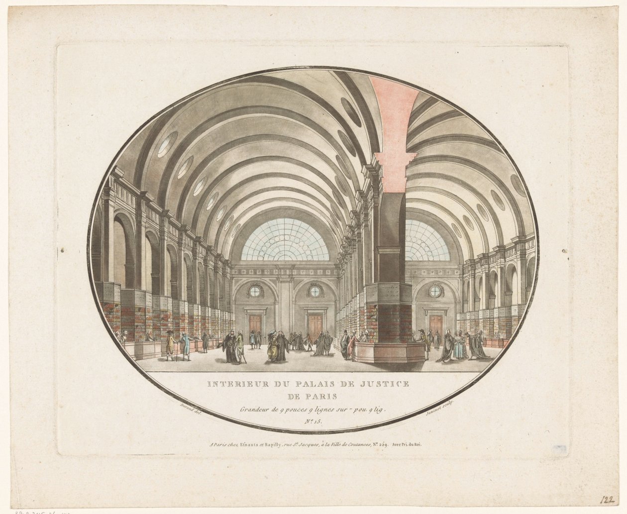 Interiøret i Justispalasset i Paris Interior du Palais de Justice de Paris (tittel på objekt) av Jean Francois Janinet