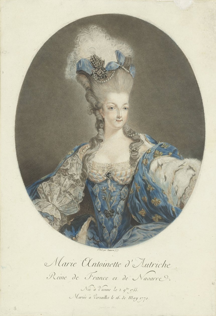 Portrett av Marie Antoinette Marie Antoinette av Østerrike, dronning av Frankrike og Navarre (tittel på objekt) av Jean Francois Janinet