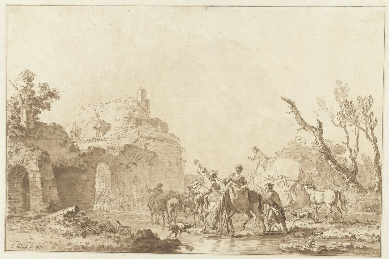 Reisende ved en port lønn av Jean Francois Janinet