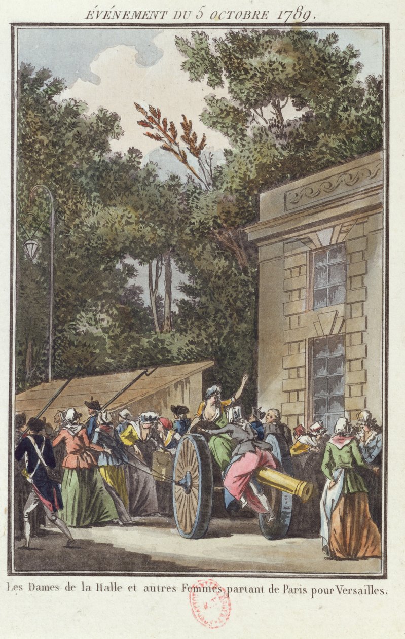 Kvinnene i Les Halles marsjerte til Versailles, 5. oktober 1789 av Jean Francois Janinet