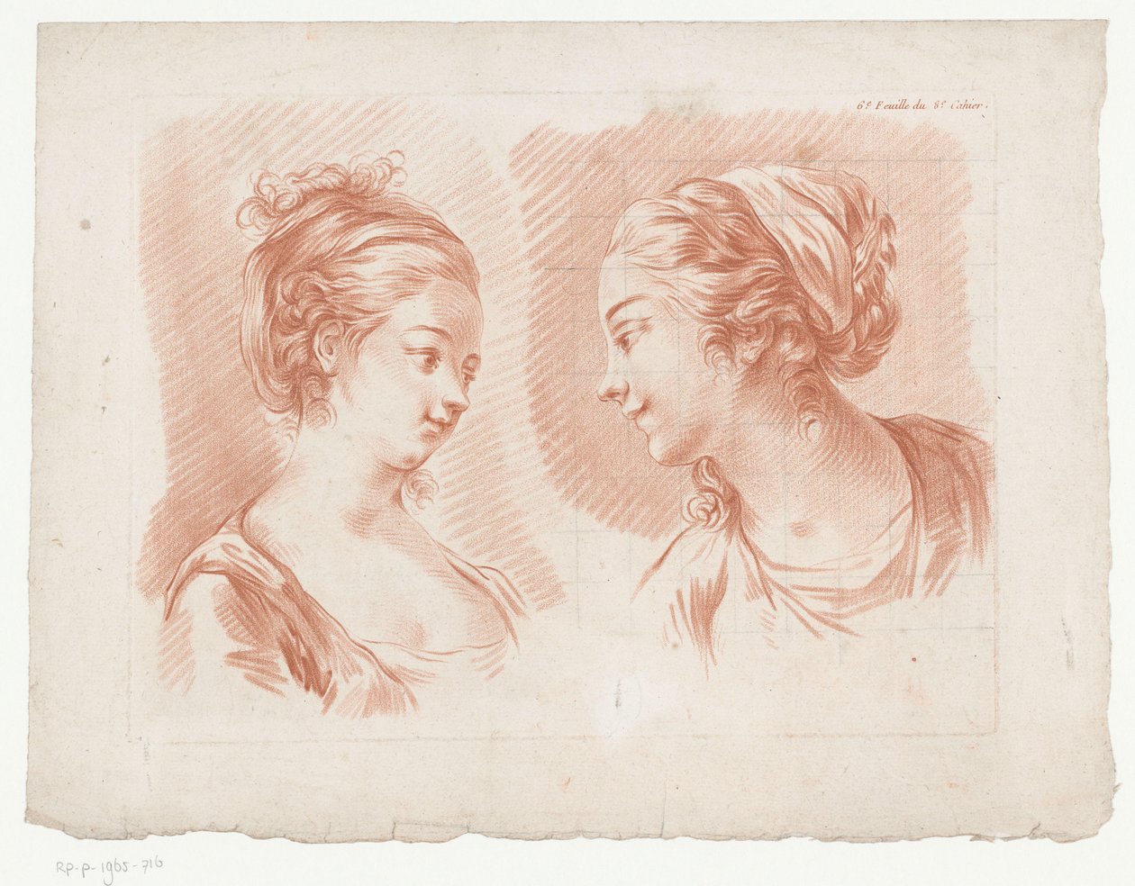 To kvinnehoder 6. Feuille du 8.e Cahier. (tittel på objekt) Komposisjoner med deler av menneskekroppen (serietittel) Huitième Cahier de Principes de Design (serietittel) av Jean Francois Janinet