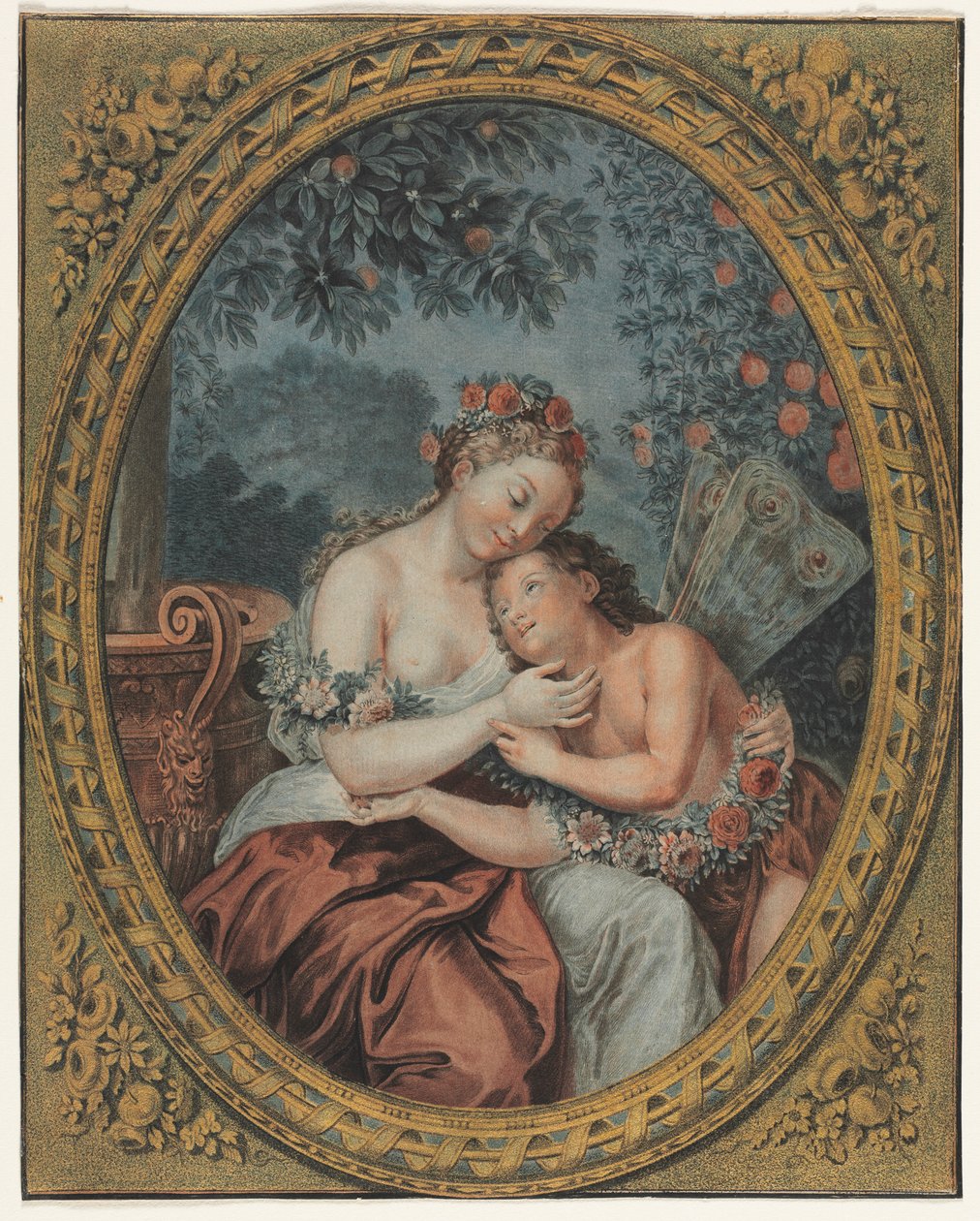 Zephyre og Flore, ca. 1776. av Jean Francois Janinet