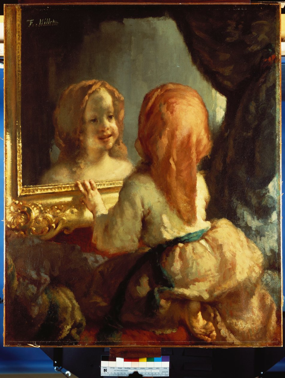 Antoinette Herbert ser i speilet, ca. 1844 av Jean Francois Millet