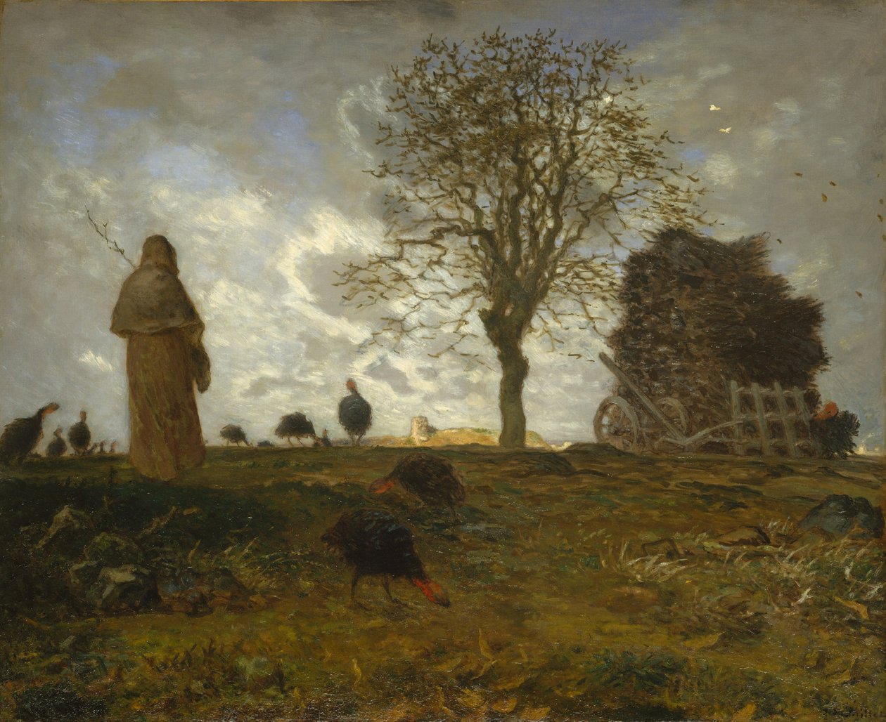 Høstlandskap med en flokk kalkuner av Jean Francois Millet