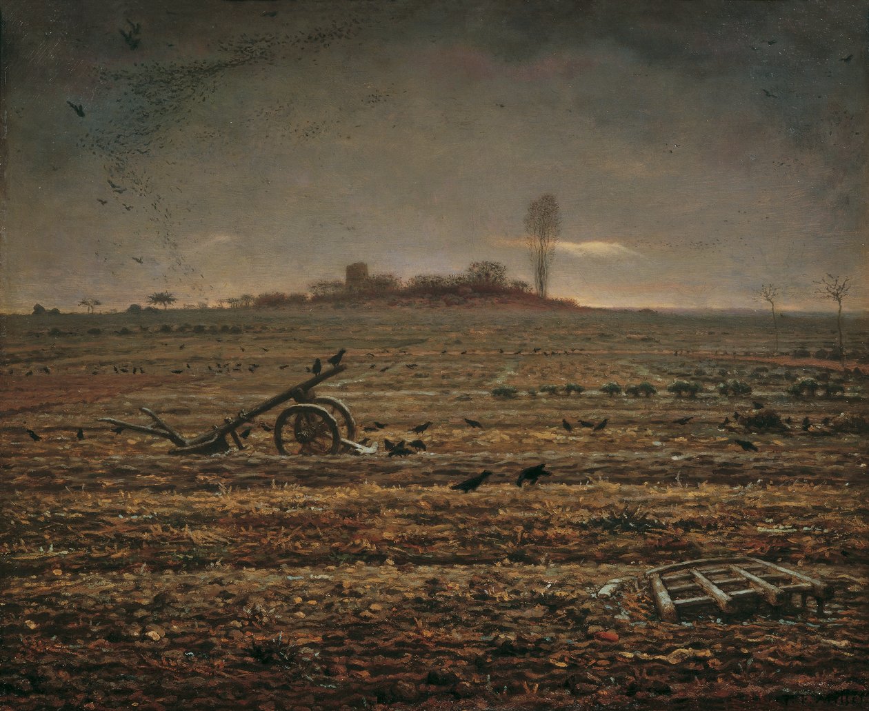 Chailly-sletten med harv og plog av Jean Francois Millet