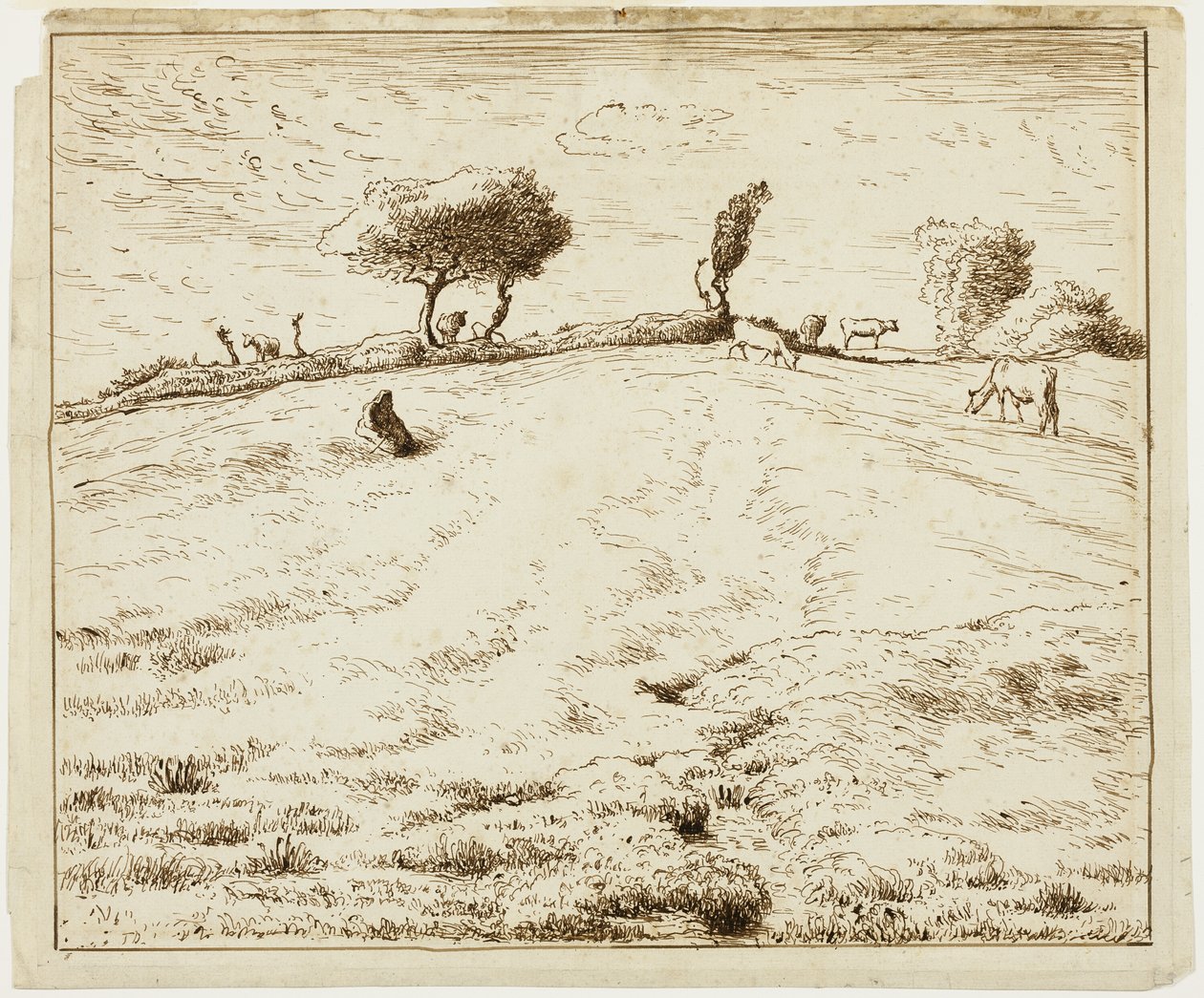 Landskap - Hillside i Gruchy, Normandie av Jean Francois Millet