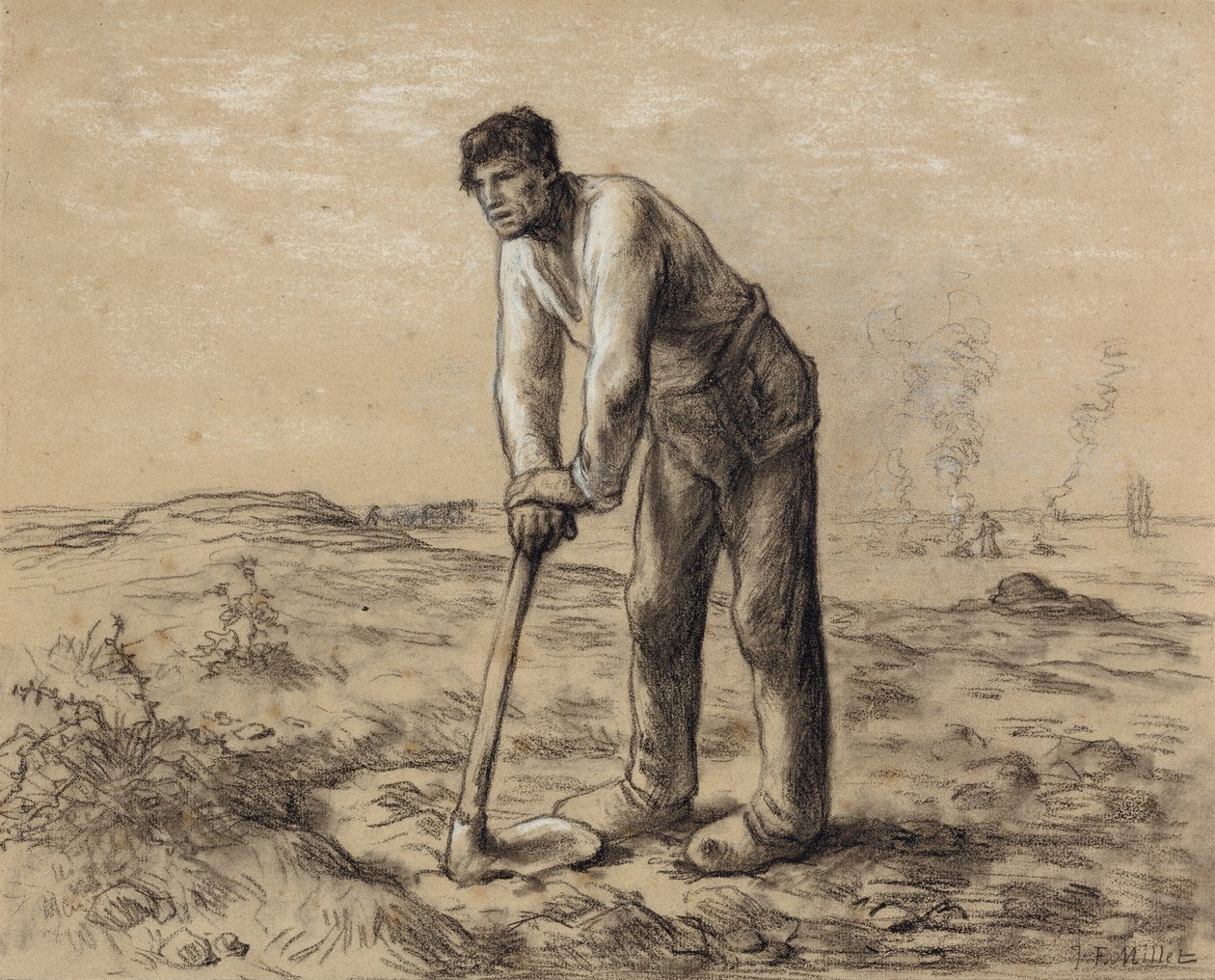 Mann med en hakke, ca. 1860-62 av Jean Francois Millet