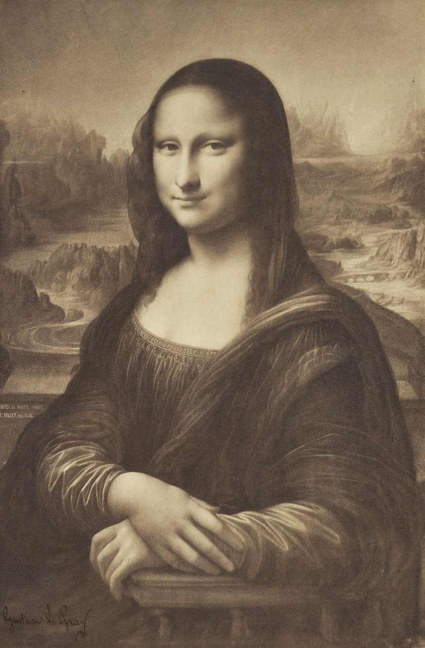 Millets Drawing of the Mona Lisa, 1854-55 (albumin sølvtrykk) av Jean Francois Millet