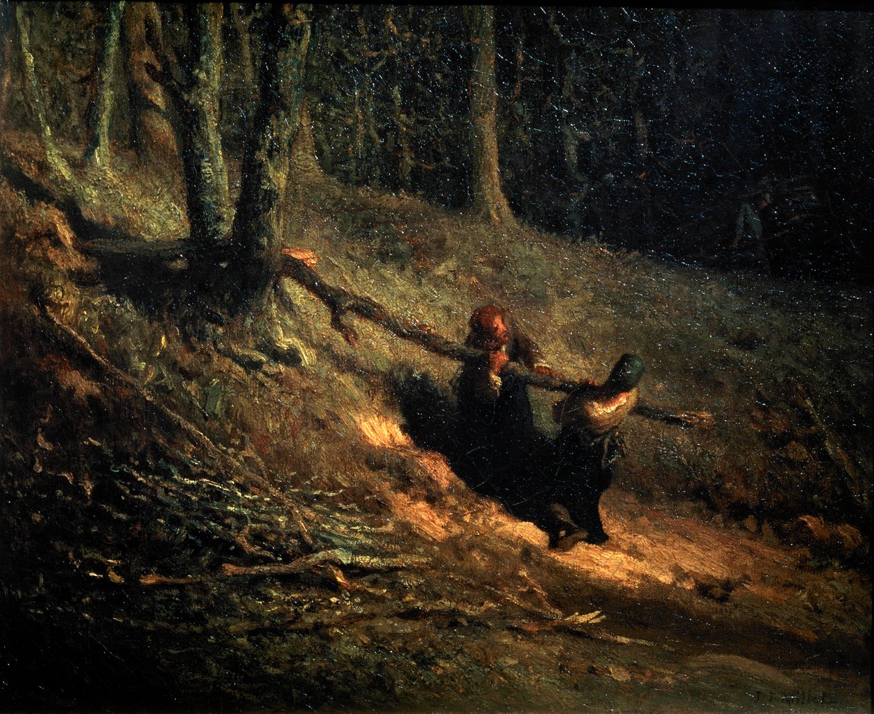 Bondepiker med Brushwood Les Charbonnieres, c1852 av Jean Francois Millet