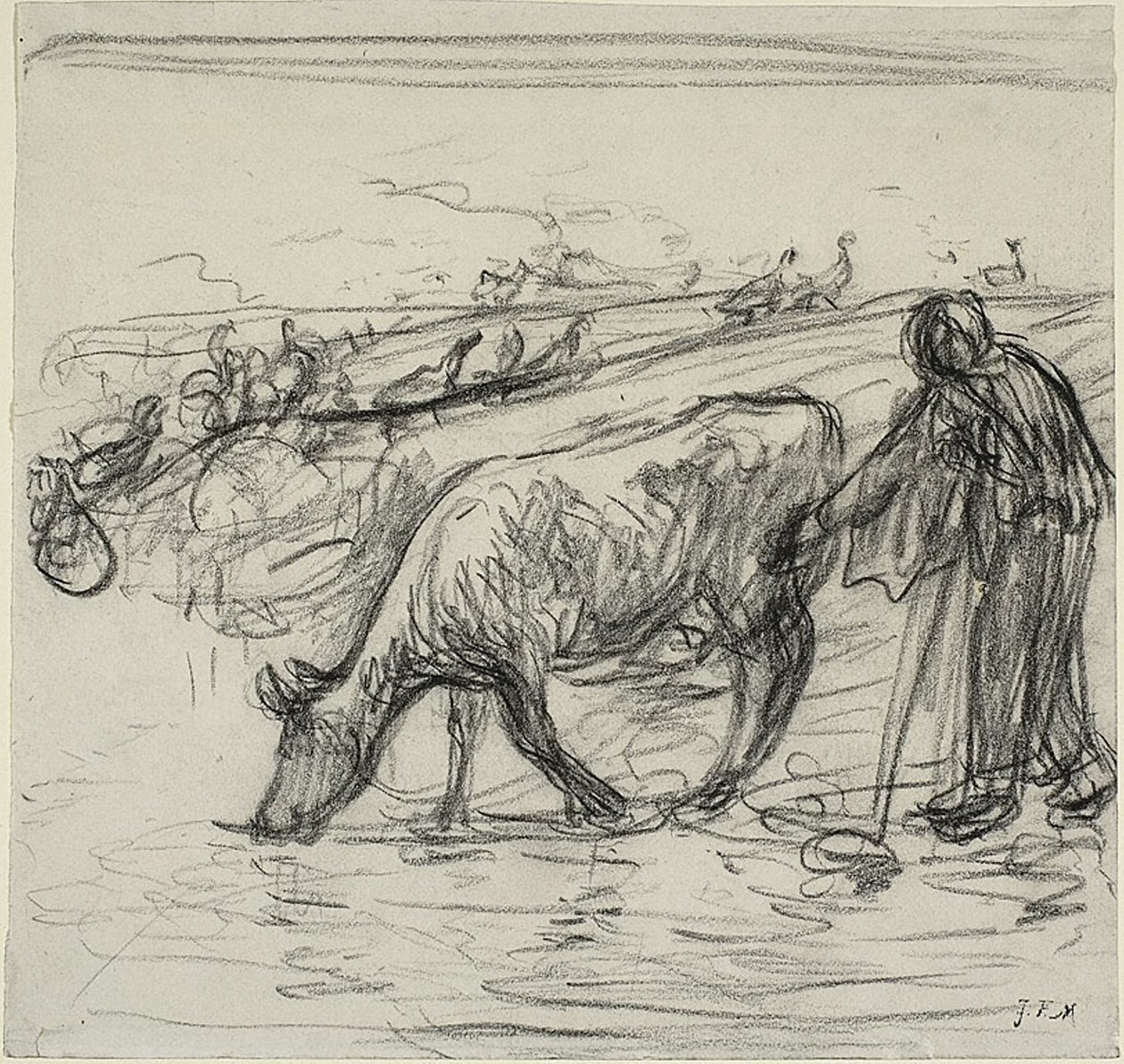 Bonde som vanner kua hennes av Jean Francois Millet