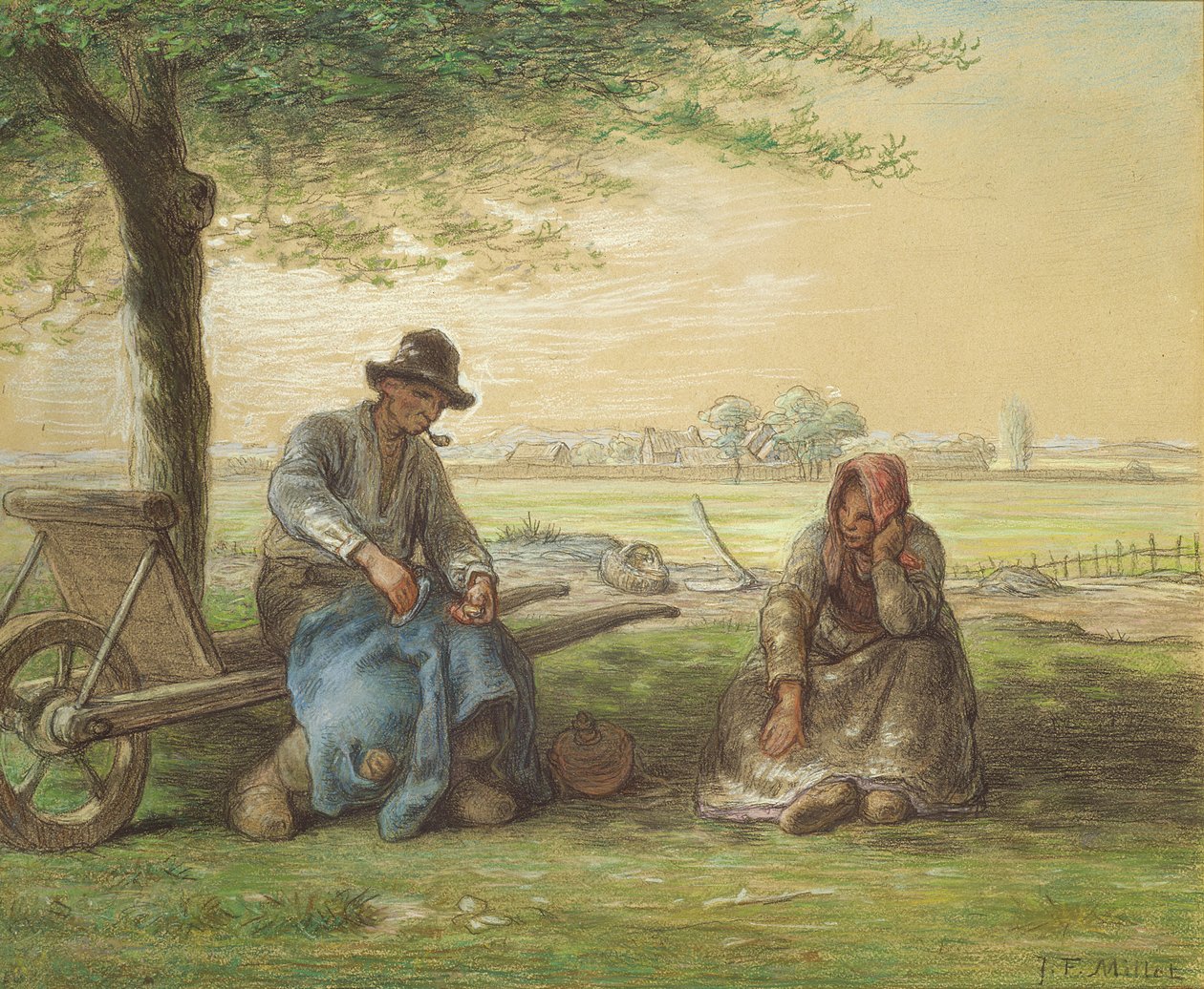 Peasants Resting, ca. 1866 (blyant og pastell på papir) av Jean Francois Millet