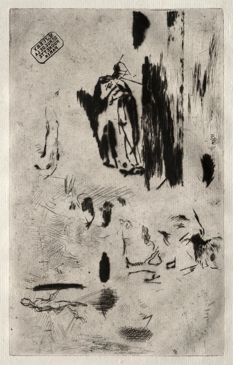 Plate med skisser. av Jean Francois Millet