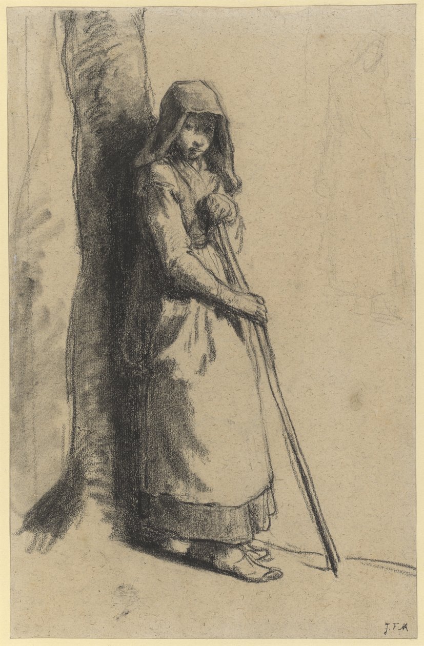 Studie for gjeterinne i hvile (blyant på papir) av Jean Francois Millet