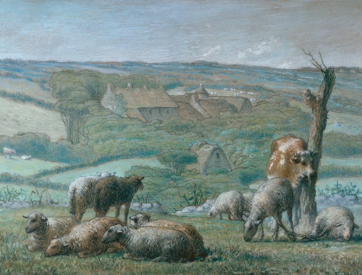 Våningshuset på Lieu-Bailly, 1871 av Jean Francois Millet