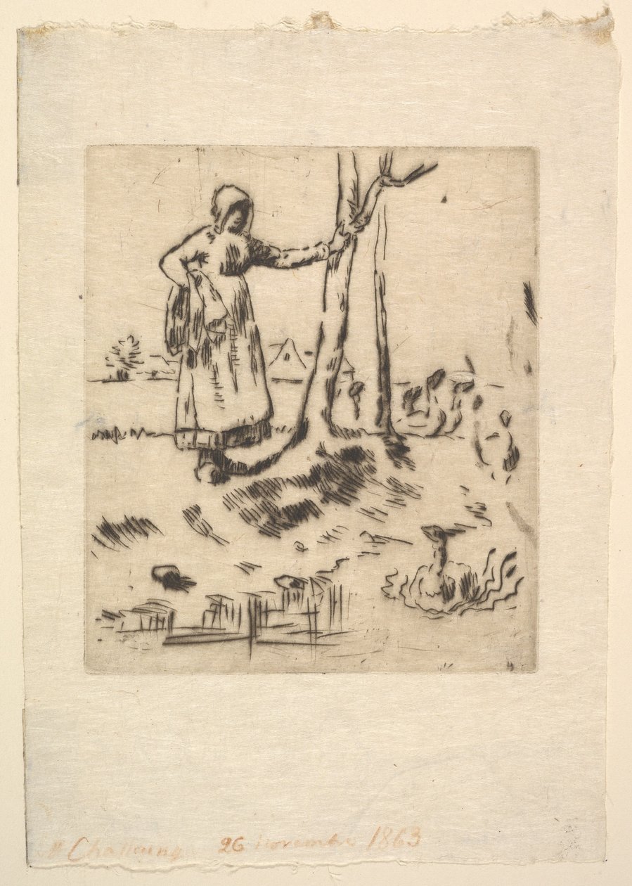 Gåsejenta, 1830-75. av Jean Francois Millet
