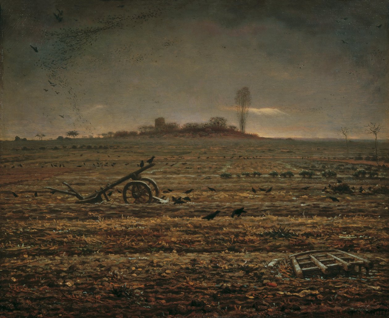 The Plain of Chailly with Harrow and Plough, 1862. av Jean Francois Millet