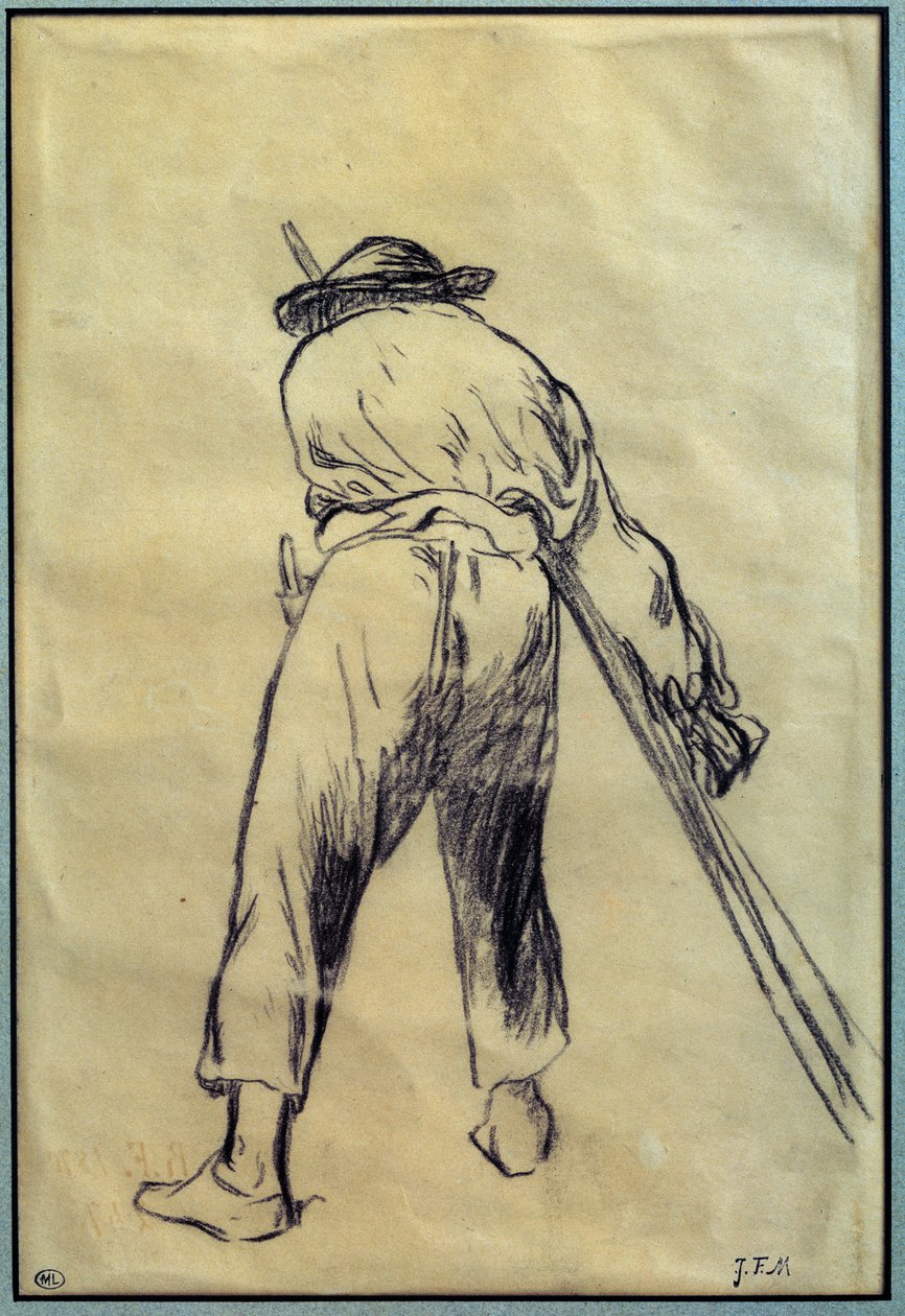 The Reaper Drawing Preparation av Jean Francois Millet (1814-1875) Paris fra 1800-tallet, Louvre-museet av Jean Francois Millet