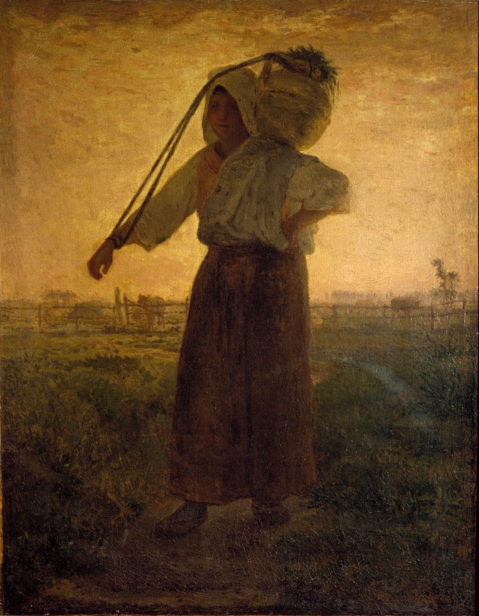 The Return of the Fields Maleri av Jean Francois Millet (1814-1875) 1850 ca. Dim. 42x33 cm Milano, Galleria d