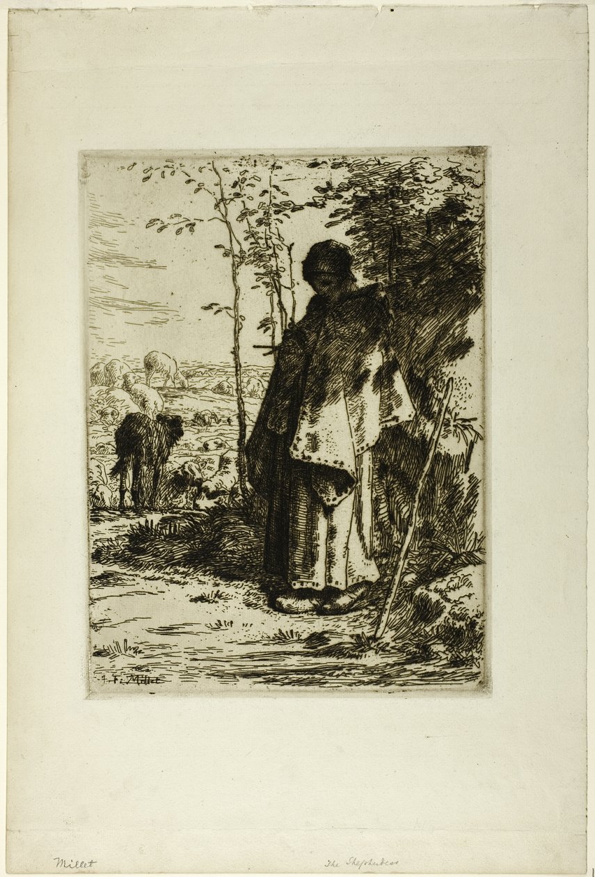 Gjeterinnen strikking av Jean Francois Millet