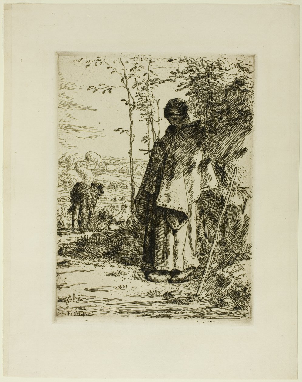Gjeterinnen strikking av Jean Francois Millet