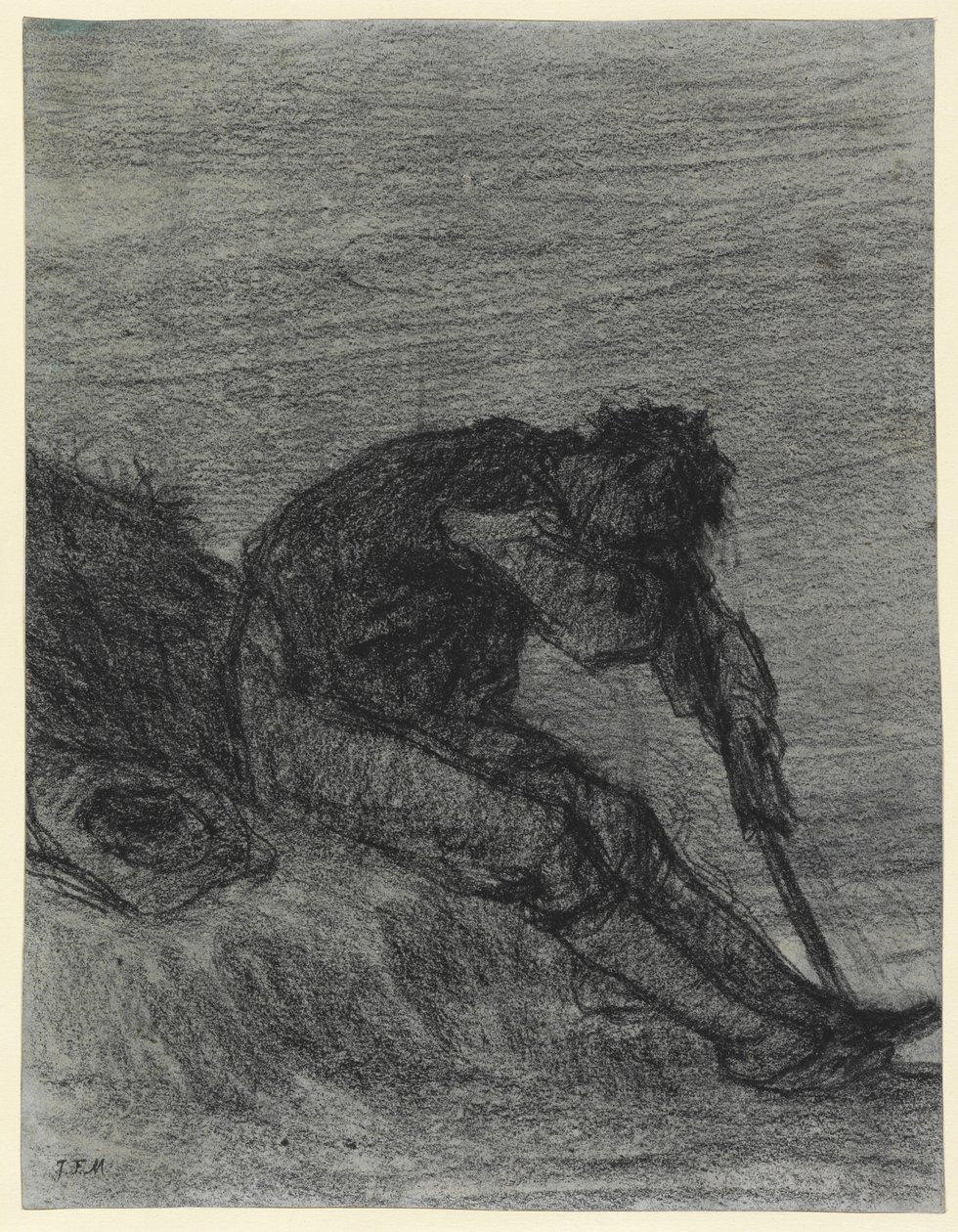 The Tired Haymaker (svart kritt på papir) av Jean Francois Millet