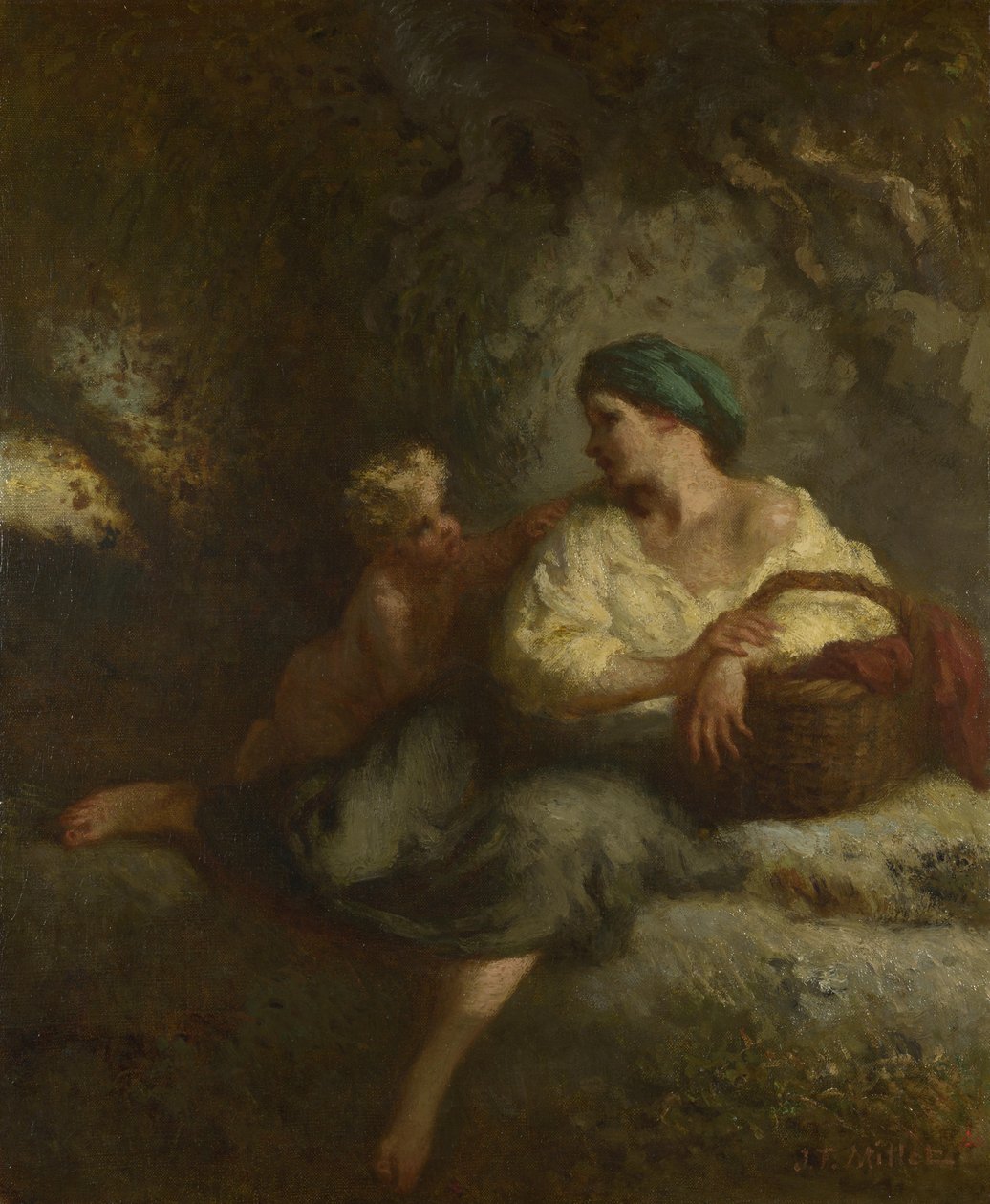 The Whisper, ca. 1846 av Jean Francois Millet