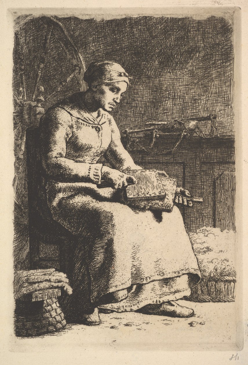 The Wool Carder, 1834–75 av Jean Francois Millet