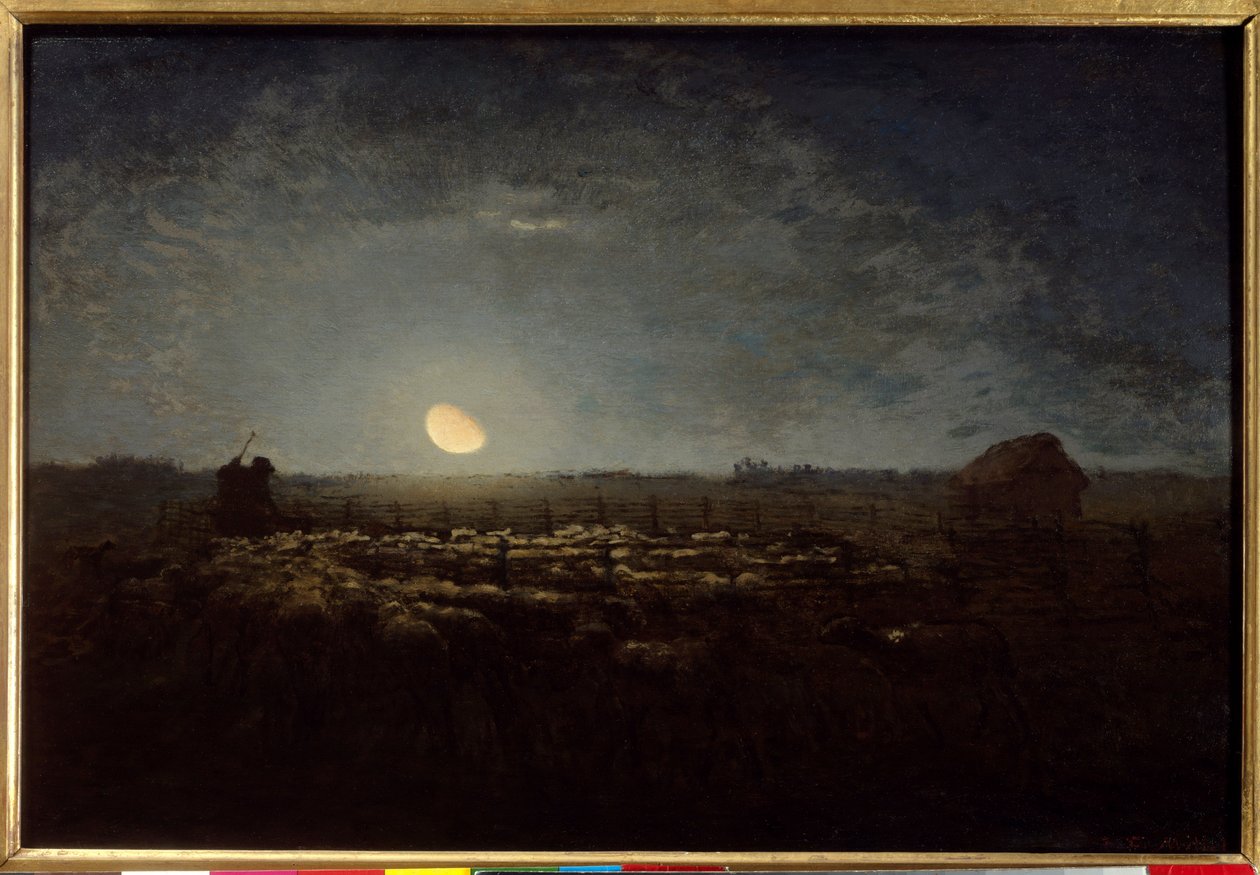 Saueparken, måneskinn. Maleri av Jean Francois Millet (1814 - 1875) av Jean Francois Millet