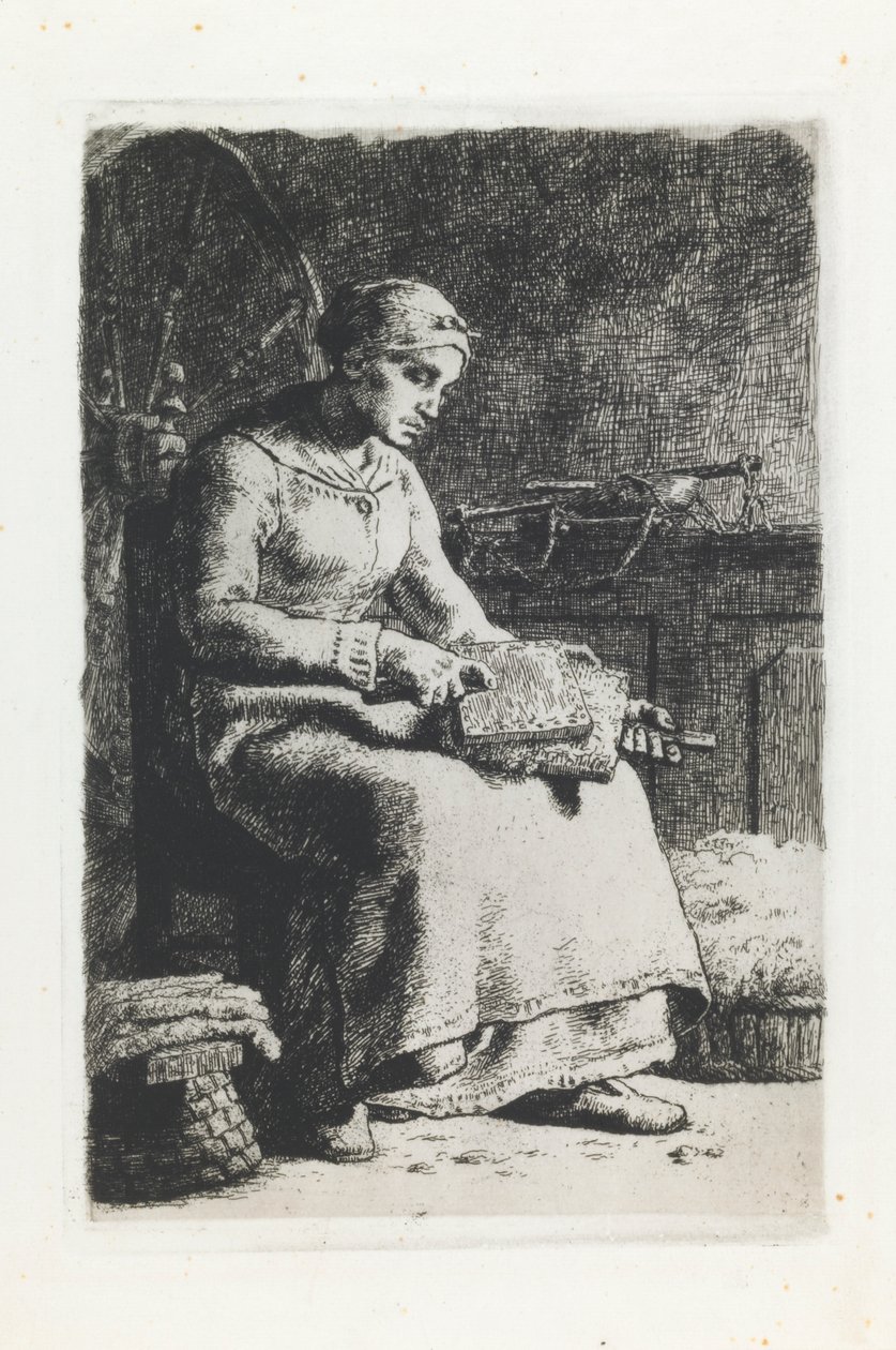 Kvinne karding ull av Jean Francois Millet