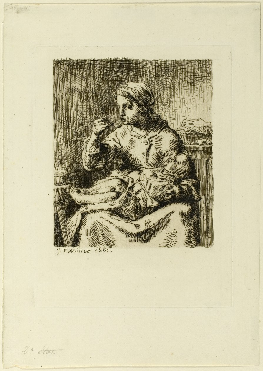 Kvinne som mater barnet sitt av Jean Francois Millet