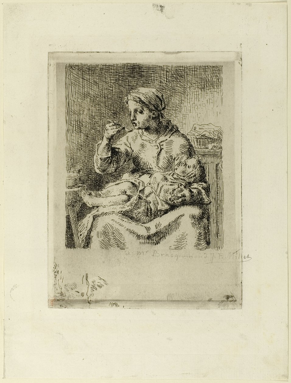 Kvinne som mater barnet sitt av Jean Francois Millet