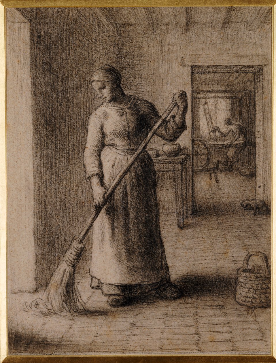Kvinne som feier sitt hjem av Jean Francois Millet