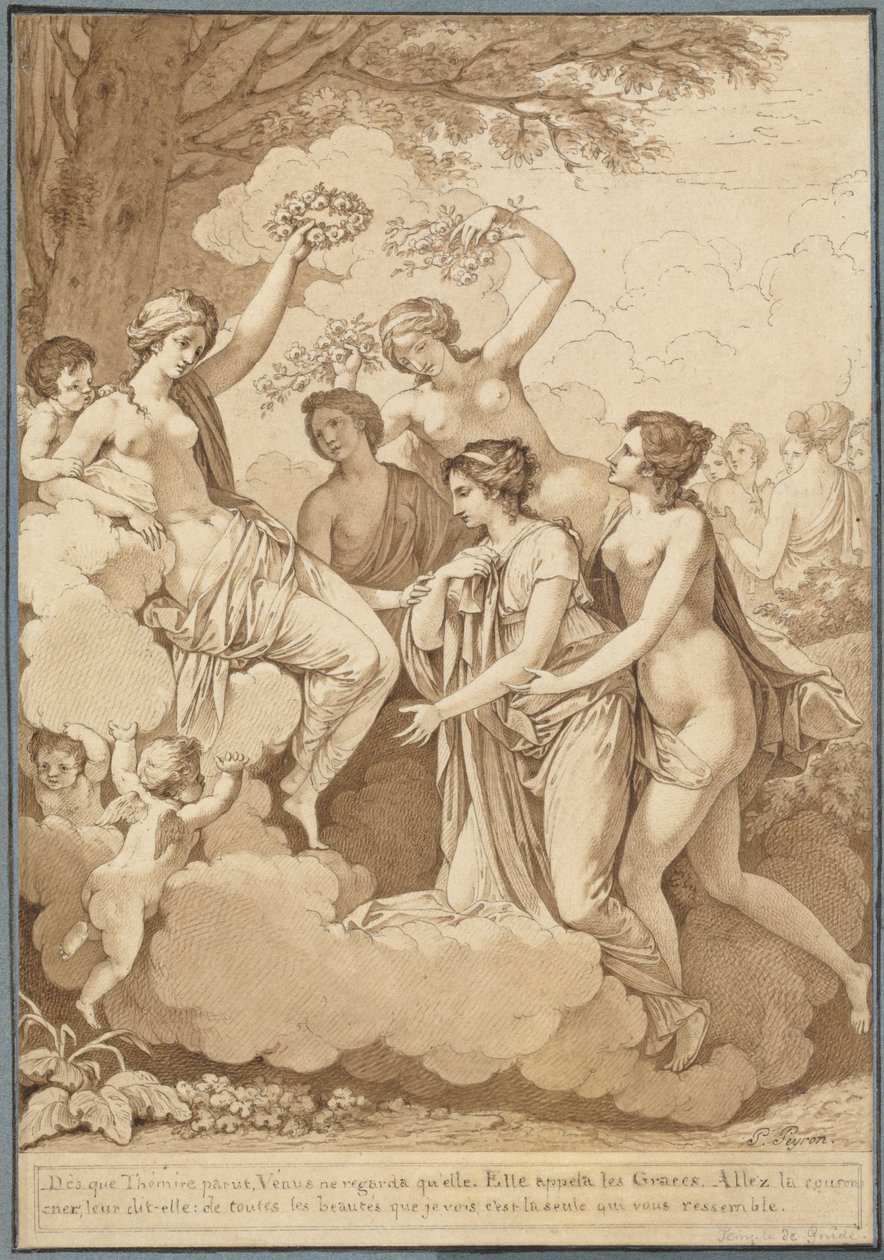 Venus og nådene som kroner Thémire av Jean François Pierre Peyron